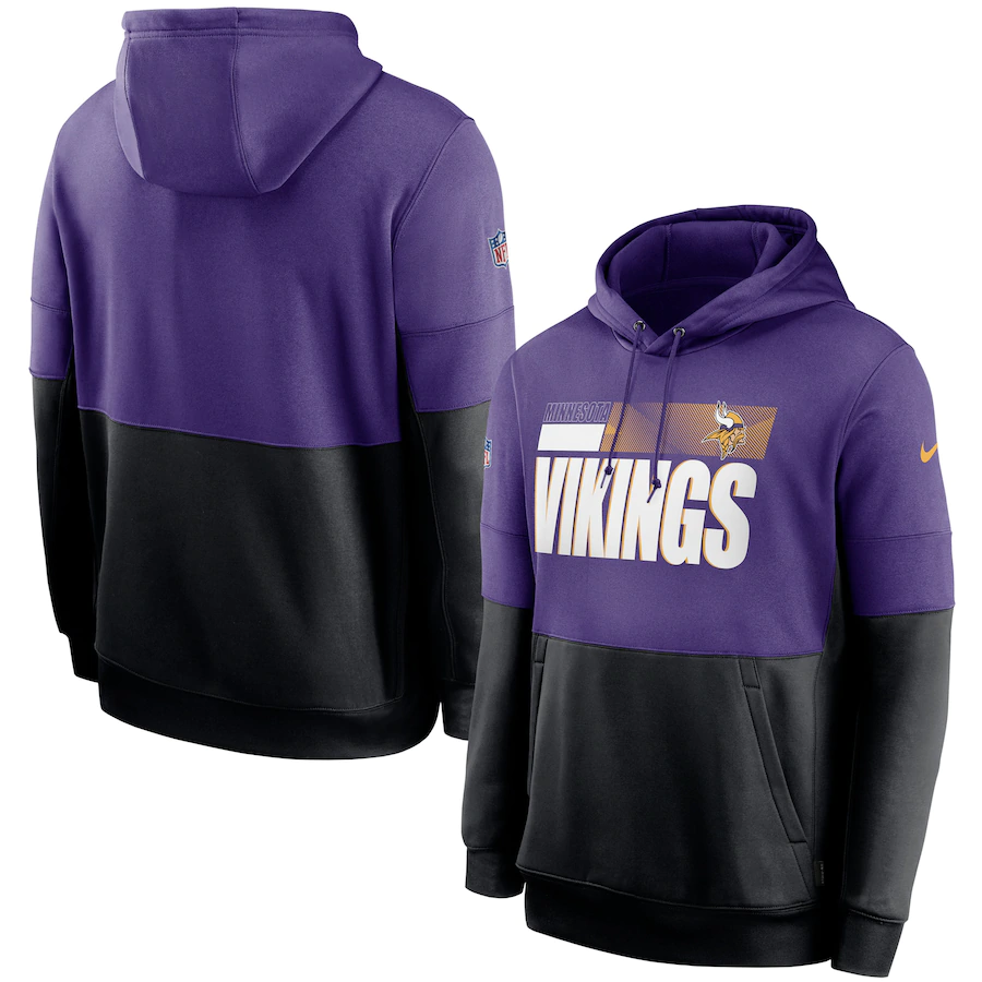 Men's Minnesota Vikings Purple/Black Sideline Impact Lockup Performance Pullover Hoodie